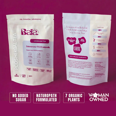 Organic PCOS tea loose leaf 60g - 30 servings, no added sugar, 7 organic plants, naturopath formulated, woman-owned business - Baia Wellness